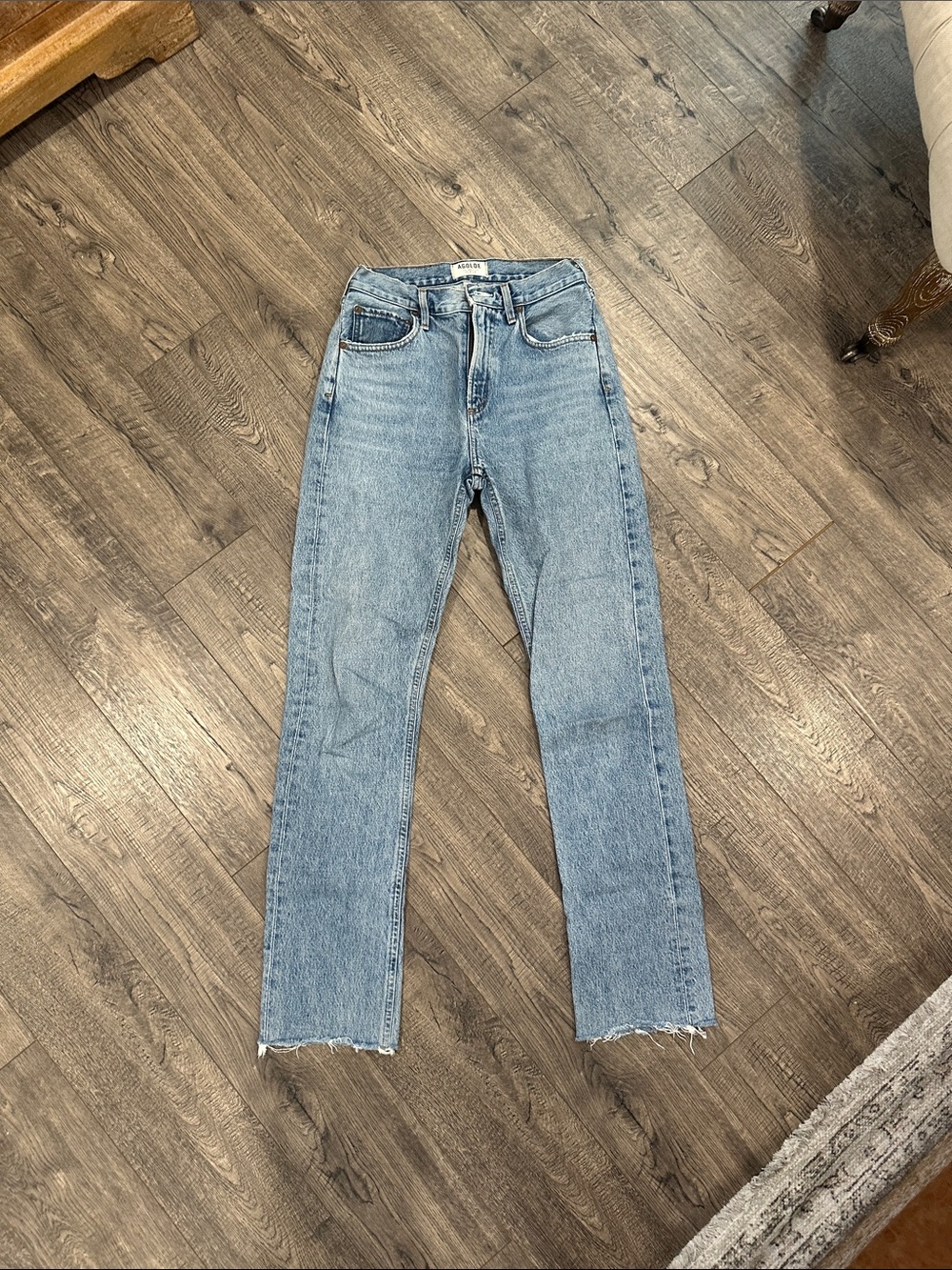 Agolde Light Blue High-Rise Straight Jeans